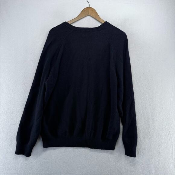 LL Bean Sweater Men's XL Blue Navy V Neck Lambswool Vintage y2k Preppy Pullover - Picture 7 of 8